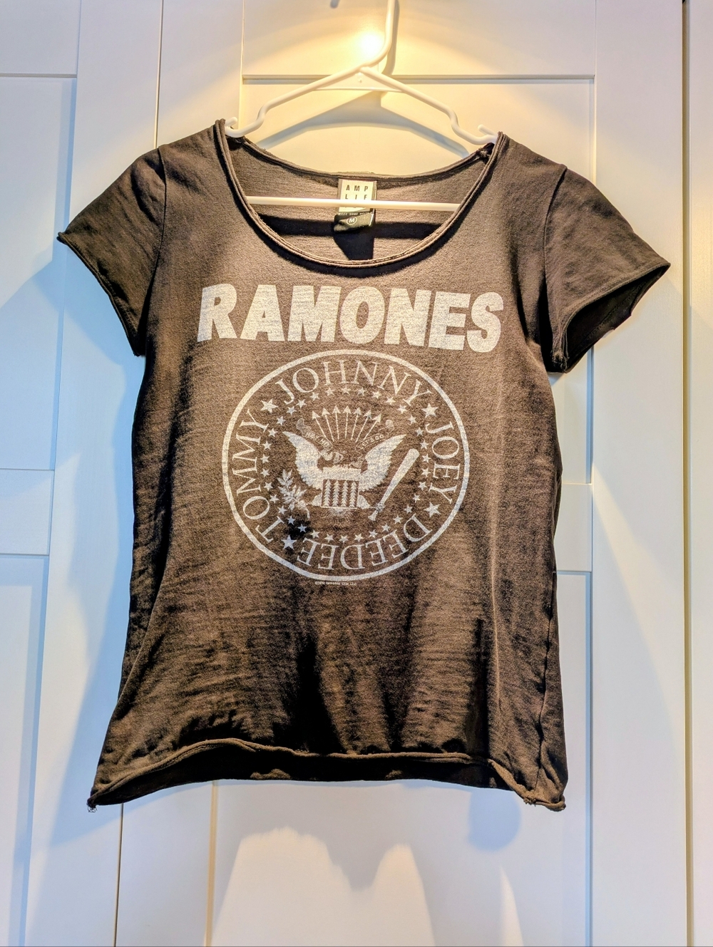 Ramones Logo Graphic Tee - Black with White Print Size Medium